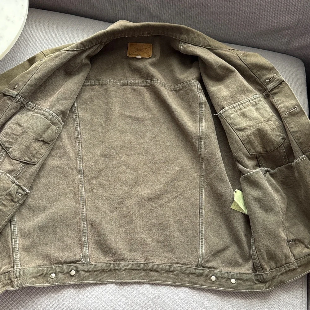 Vintage 80s Levi’s 70506-0250 Olive Green Denim Trucker Jacket Made in Europe
